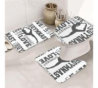 DIEzig New Love Gymnastics Printing Bathroom Rugs Set, Flannel Non Slip Rug Set For Bathroom Guest Suite, Includes Three Shapes