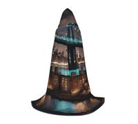 DIEzig New York Manhattan Bridge Night Stage Performance Hooded Cape For Teenagers Gothic Fantasy Medieval Cosplay Costume Long Cape