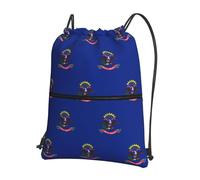 DIEzig North Dakota State Flag Print Adjustable Strap Backpack, Collapsible Drawstring Bag with Zipper for Weekend Adventure