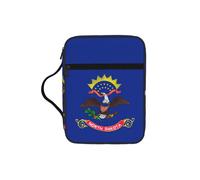 DIEzig North Dakota State Flag Printed Bible Storage Organizer Bag with Multi-Pockets Versatile Carry Bag for Book Tablet & Pen
