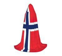 DIEzig Norwegian Flag Stage Performance Hooded Cape For Teenagers Gothic Fantasy Medieval Cosplay Costume Long Cape