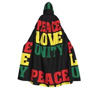 DIEzig Peace And Love University Printing Hooded Cloak,Adult Carnival Party Supplies Halloween Cloak,Ideal For Cosplay Stage Events