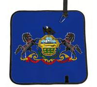 DIEzig Pennsylvania State Flag Printed Compact Foldable Sitting Pad Oxford Base, Portable Cushion for Fishing Sports Events