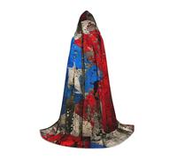 DIEzig Puerto Rico Wallpaper Flag Stage Performance Hooded Cape For Teenagers Gothic Fantasy Medieval Cosplay Costume Long Cape