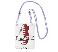 DIEzig Qatar Map Flag Printing Crossbody Phone Case For Adult Wallet Crossbody Shoulder Bag With Detachable Shoulder Strap