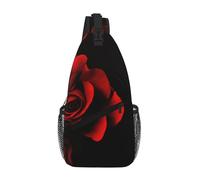 DIEzig Red Rose Printing Cross Chest Bag Diagonally Sling Bag For Men Women Crossbody Shoulder Bag Travel Hiking Daypack