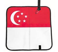 DIEzig Singapore Flag Printed Compact Foldable Sitting Pad Oxford Base, Portable Cushion for Fishing Sports Events