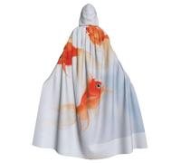 DIEzig Small Goldfish Swimming In The Water Printing Hooded Cloak,Adult Carnival Party Supplies Halloween Cloak,Ideal For Cosplay Stage Events