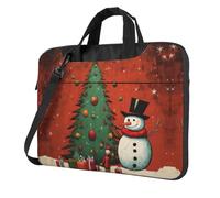 DIEzig Snowman Christmas Tree Print Laptop Bag Oxford Cloth Shoulder Tote Soft Fabric Comfortable Padded Case For Everyday Use