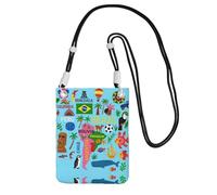 DIEzig South America Map With Icons Printing Crossbody Phone Case For Adult Wallet Crossbody Shoulder Bag With Detachable Shoulder Strap