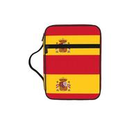 DIEzig Spanish Flag Printed Bible Storage Organizer Bag with Multi-Pockets Versatile Carry Bag for Book Tablet & Pen
