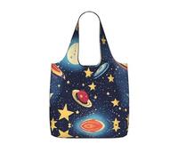 DIEzig Starry Sky Universe Space Printed Foldable Tote Bag for Shopping, Reusable Grocery Bag, Lightweight Compact Travel Bag