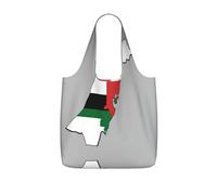 DIEzig State of Palestine flag map 03 Printed Foldable Tote Bag for Shopping, Reusable Grocery Bag, Lightweight Compact Travel Bag