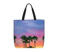 DIEzig Sunset Colorful Clouds Palm Tree 1-Pack Economical 15.7"X19.6" Tote Bags, Lightweight Largereusable Grocery Shopping Cloth Bags