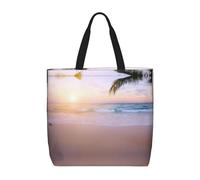 DIEzig Tropical Beach Sunset 1-Pack Economical 15.7"X19.6" Tote Bags, Lightweight Largereusable Grocery Shopping Cloth Bags