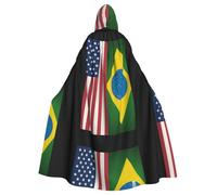 DIEzig United States Brazil Printing Hooded Cloak,Adult Carnival Party Supplies Halloween Cloak,Ideal For Cosplay Stage Events