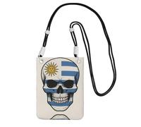 DIEzig Uruguay Flag Skeleton Printing Crossbody Phone Case For Adult Wallet Crossbody Shoulder Bag With Detachable Shoulder Strap