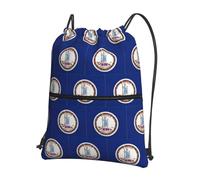 DIEzig Virginia state flag Print Adjustable Strap Backpack, Collapsible Drawstring Bag with Zipper for Weekend Adventure