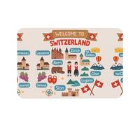 DIEzig Welcome To Switzerland Travel Printing 15.7x23.6in Diatomaceous Mat, Autumn Soft Floor Mat, Shower Cushion,Anti Slip Rubber Back