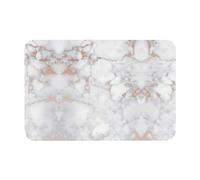 DIEzig White Marble Rose Gold Printing 15.7x23.6in Diatomaceous Mat, Autumn Soft Floor Mat, Shower Cushion,Anti Slip Rubber Back