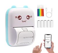 DIFCUL C9 Mini Thermal Printer,Bluetooth Labler Maker,Portable Inkless Printers Compatible with Android and ios,Printable Photos,Lists,Memo,QR Codes,Notes(With 5 Roll Paper+5 Colored Pens)