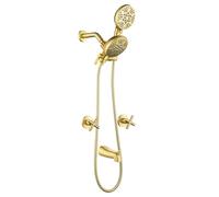 DIFEINI 2 Handle Shower Faucet Set with Tub Spout Bathtub Shower Faucet Combo Set Shower System Complete Tub and Shower Trim Kit Brushed Gold Wall Mounted Shower Fixtures