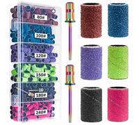 Difenni Sanding Bands for Nail Drill,300Pcs Nail Sanding Bands 80#100#120#150#180#240#Different Grits Sanding Bands with 3/32Inch Mandrel Nail Drill Bits