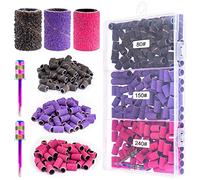 Difenni Sanding Bands for Nail Drill Sanding Bands Nail Drill Bits 210 Pcs Sanding Bands Coarse Fine #80#150#240 with 3/32" Mandrel Bit Boxed for Electric Nail Drill Nail