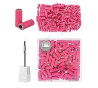 Difenni Small sanding bands nail drill bits 180 Fine Grit Nail File 100 Pcs small sanding bands for nail drill with 3.2mm Mandrel Bit for Manicures and Pedicure(Pink)