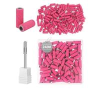 Difenni Small sanding bands nail drill bits 240 Fine Grit Nail File 100 Pcs small sanding bands for nail drill with 3.1mm Mandrel Bit for Manicures and Pedicure(Pink)