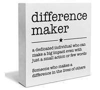 Difference Maker Definition Decorative Wooden Box Sign Thank You Appreciation Gift for Teacher Boss Leader Coworker Wood Block Plaque Desk Decor Office Shelf or Wall Display 5x5 Inch