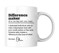 Difference Maker Definition Mug, Personalised Difference Maker Mug, Inspirational Gifts for Friends, Work Colleagues, Teacher, Women, Men Retirement Gifts, Ceramic Cup 11oz White