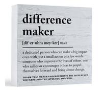 Difference Maker Definition Wooden Decorative Box Sign - Coworker Gift for Women Men, Thank You for Leader Coach Boss Mentor Teacher - Appreciation Retirement 5.43 x 5.43 Inches