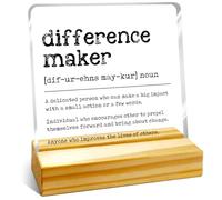 Difference Maker Gifts For Coworkers,Thank You Gift For Teacher Mentor,Retirement Gifts Inspirational Office Gifts For Boss,Difference Maker Definition Acrylic Plaque With Wooden Stand Sign