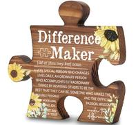 Difference Maker Inspirational Gift - A Very Special Person Who Changes Lives, Motivational Office Decor, Sunflower Puzzle Piece, Wooden Plaque, 5.5x5.2 Inch,XXK3