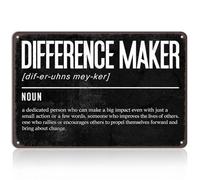 Difference Maker Metal Sign - 8x12 Inch Inspirational Wall Decor for Office & Classroom, Motivational Quote Tin Sign Appreciation Gift for Teacher, Coach, Manager