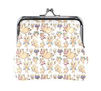 Different Actions Pigs Piglets Piggies On White Leather Coin Purse, Kiss Lock Mini Clutch Pouch Pocket, Hasp Card Key Change Wallet, Buckle Small Handbag Case for Women Girls Ladies