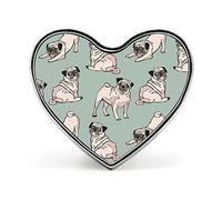 Different Actions Pug Dogs Seamless On Green Heart Brooch Pin, Unisex Smooth Surface Lapel Tie Pin, Lightweight Badge Jewelry Crafts Decor for Costume Accessory Men Women