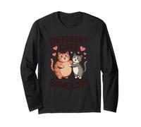 Different Cats Same Love Cute Feline Hugging Design Long Sleeve T-Shirt