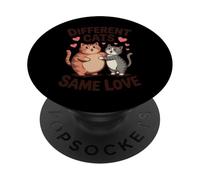 Different Cats Same Love Cute Feline Hugging Design PopSockets Adhesive PopGrip