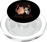 Different Cats Same Love Cute Feline Hugging Design PopSockets PopGrip for MagSafe