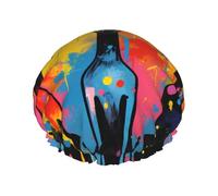 different colored dogs Double layer women's shower cap, reusable, large size design suitable for all hair lengths, suitable for girls, spa and home salon use.