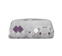 Different Colored Squares Printing Leather Pencil Pouch Pen Case Elegant and Practical Bag for Students Perfect for Office School