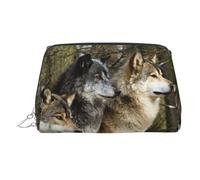 Different Colored Wolves Printed Portable Beauty Case, Compact Travel Pouch with Organized Interior Slots for Daily