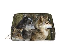 Different Colored Wolves Printed Portable Beauty Case, Compact Travel Pouch with Organized Interior Slots for Daily
