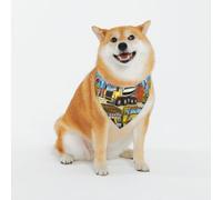 Different Construction Site Vehicles Pattern Dog Bandanas, Comfortable Cotton Triangle Bibs Scarfs for Dogs Or Cats,Cute Pet Kerchief for Medium Large Dogs-Large