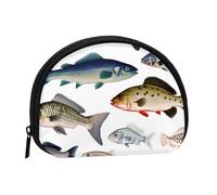 Different Fish Coin Purse Personalized Coin Bag for Women Men Change Purse Small Wallets with Zipper Mini Shell Coin Pouch Outdoor Shopping Change Storage Bag Handbags Gifts