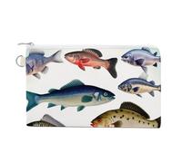 Different Fish Coin Purses with Zipper, Personalized Zero Wallet for Shopping, Small Makeup Pouches Bag for Travel, Card Organizer Case, Portable Canvas Change Purses