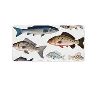 Different Fish Desk Pad Large Desk Protector Blotter Mat with Non-Slip Rubber Base Extended Waterproof Mouse Keyboard Pad Stitched Edge for Gaming Writing Office Home
