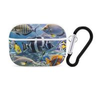 Different Fish Earbuds Organizer Shockproof Protective Airpods Pro Cover with Carabiner Clip Anti Fall Carrying Earphone Case Cover for Airpods Pro 2nd Generation White